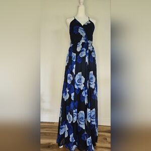 Elegant Blue Floral Women's Skirt